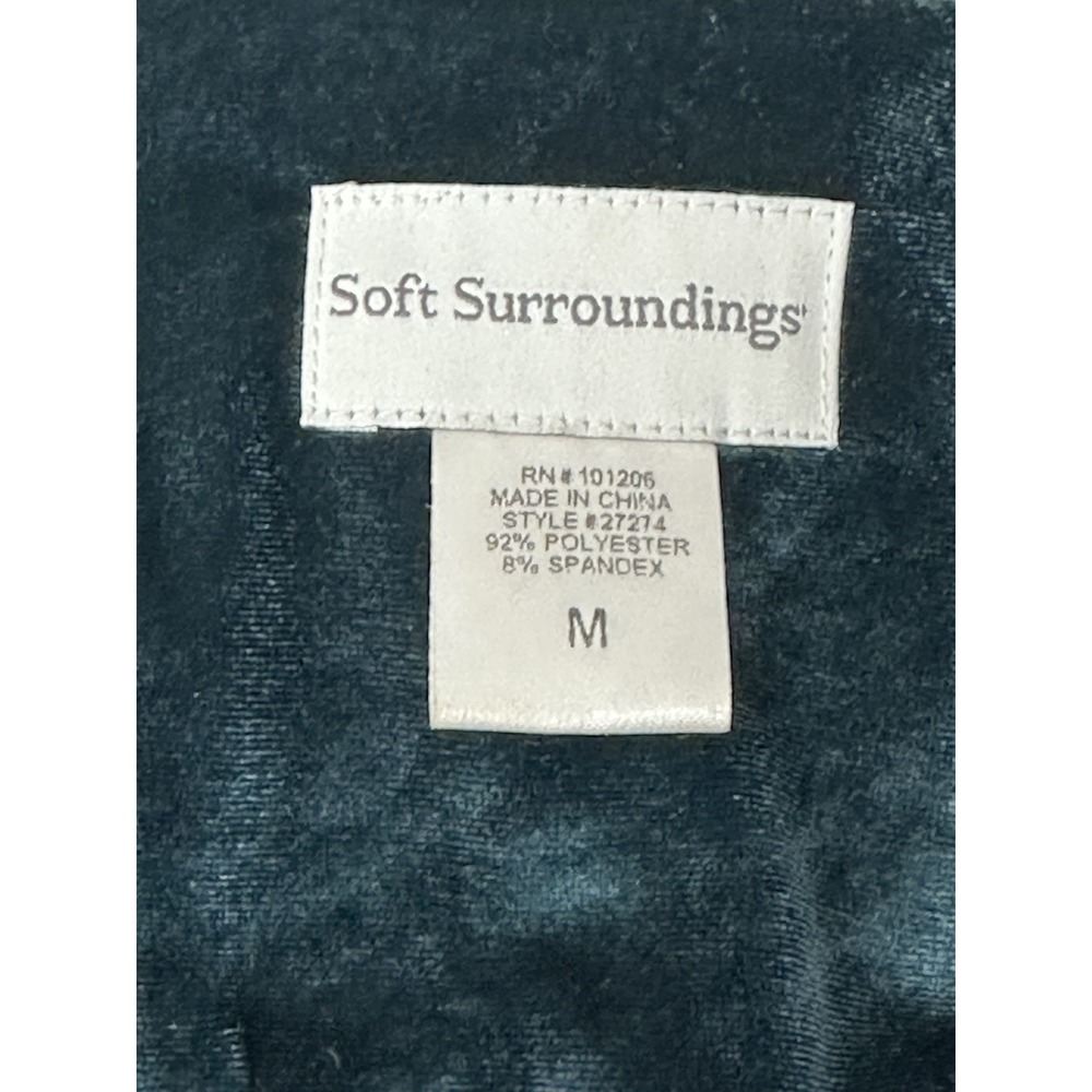 Soft Surroundings Mini Velvet Dress Women Size Medium Teal Blue Pleated Babydoll - Picture 5 of 6